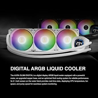 GAMDIAS Aura GL360 Digital WH AIO PC CPU Liquid Cooler