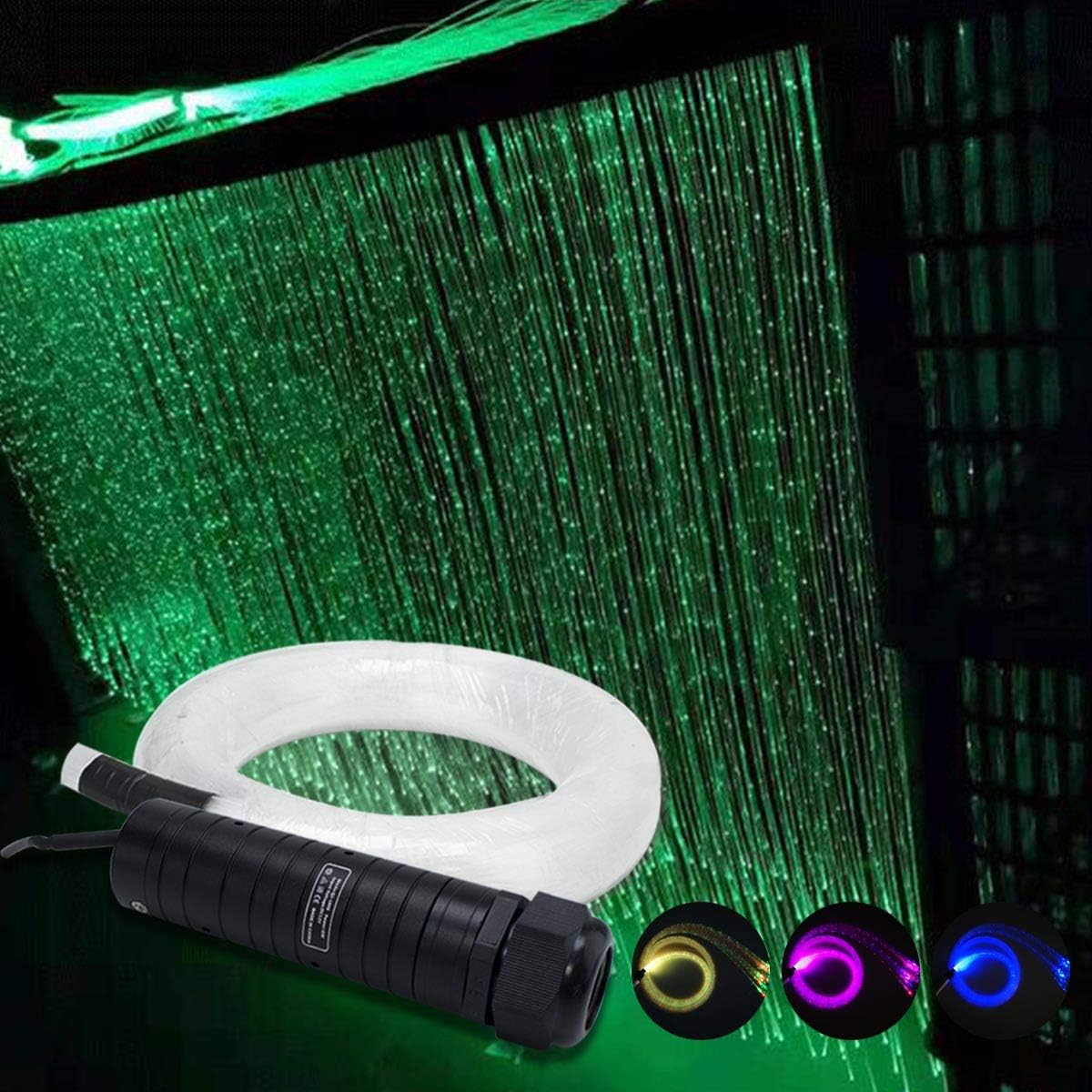 6W APP RGBW Sound Activated Flash Point Fiber Optic Light Waterfall Curtain Kit for Home Decor [Energy Class A]