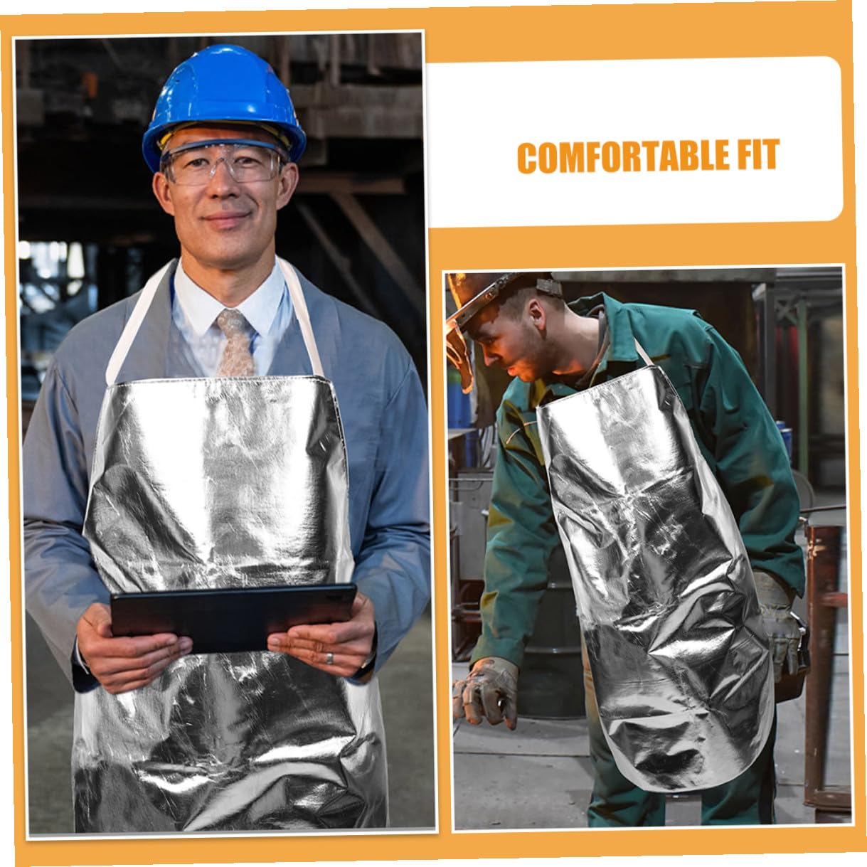 Hitzebeständige Aluminiumfolie Schweißschürze mit Verstellbaren Trägern Feuerfeste Arbeitsschürze für Schwere Industrieanwendungen Hitzebeständige Kochschürze für Herren Leichter