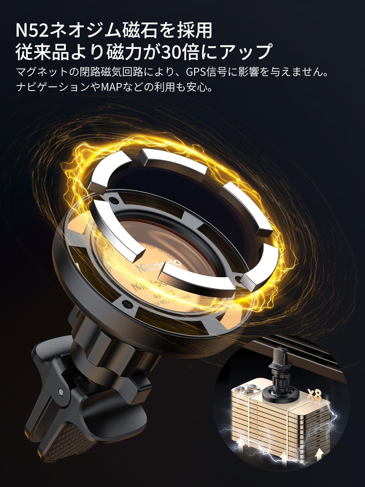 Amazon.co.jp: Mcdodo 車載 磁気スタンド 車 ホルダー 強力な