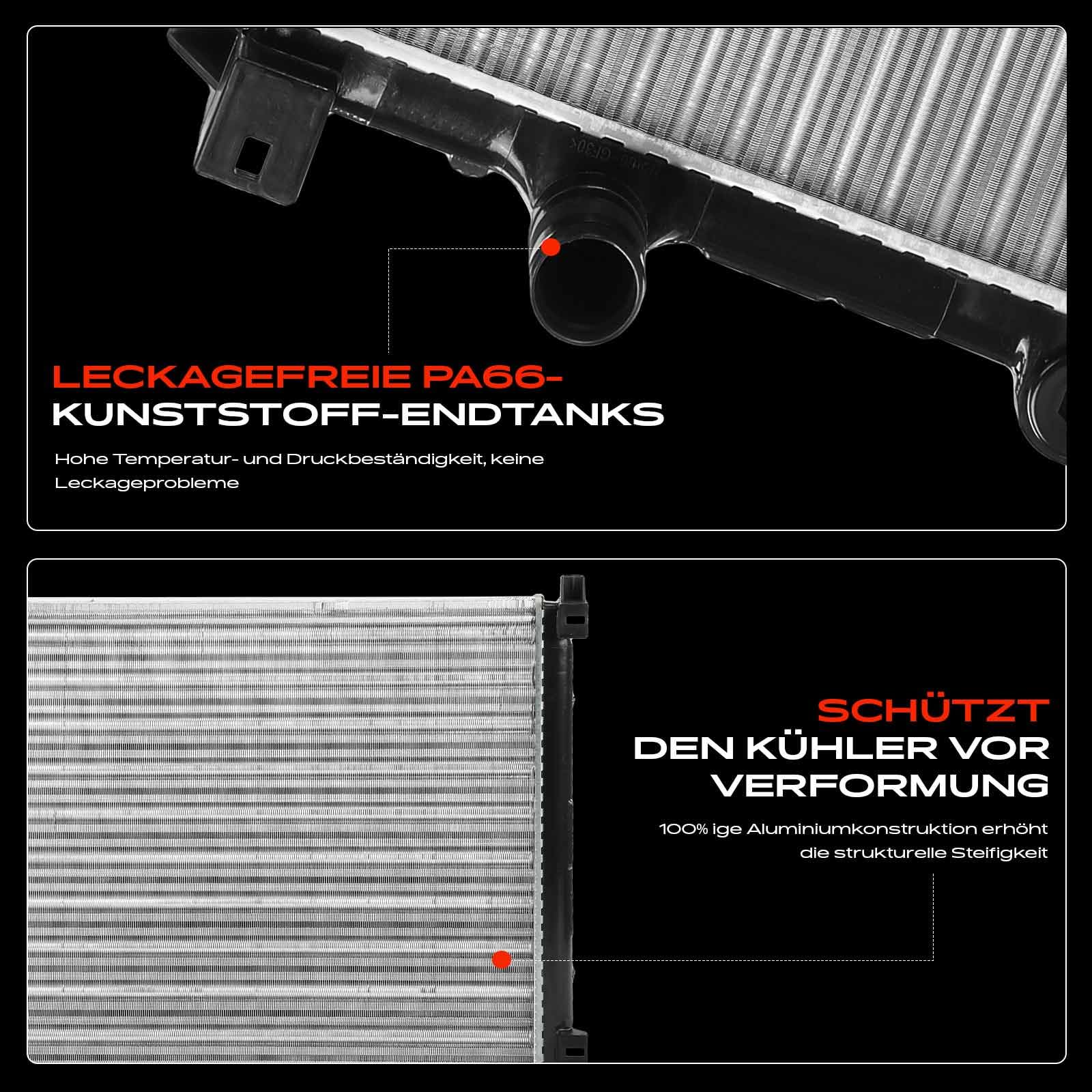Frankberg Kühler Wasserkühler Motorkühler Schaltgetriebe Kompatibel mit A3 8P1 1.6L 2.0L 2003-2012 Altea 5P1 1.4L 1.6L 2.0L 2004-Heute O.c.t.a.v.i.a I 1U2 1Z3 Replace# 1K0121251E