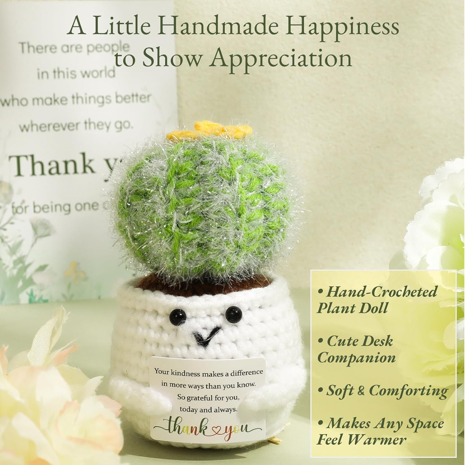Thank You Gifts for Women,Teacher Employee Appreciation Gifts,Warm Green Thank You Basket for Coworkers Friends Mom Her Boss Nurse with Mug Knit Throw Scarf Positive Doll Crystal Keychain