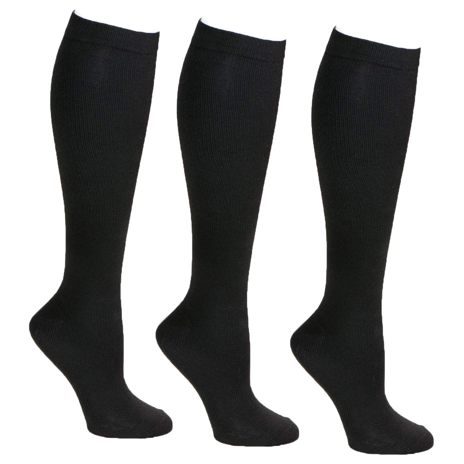 PACKO SOCKS Compression Socks for Women & Men -for Medical, Nursing, Hiking, Recovery, Travel & Flight by (3 Black, S/M)