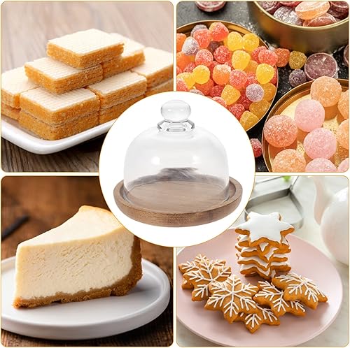Miniatura 8 de YARNOW 2 juegos de soporte de vidrio para tartas con cúpula mini soporte para pasteles con cúpula con cúpula (3.4 x 3.5 pulgadas)