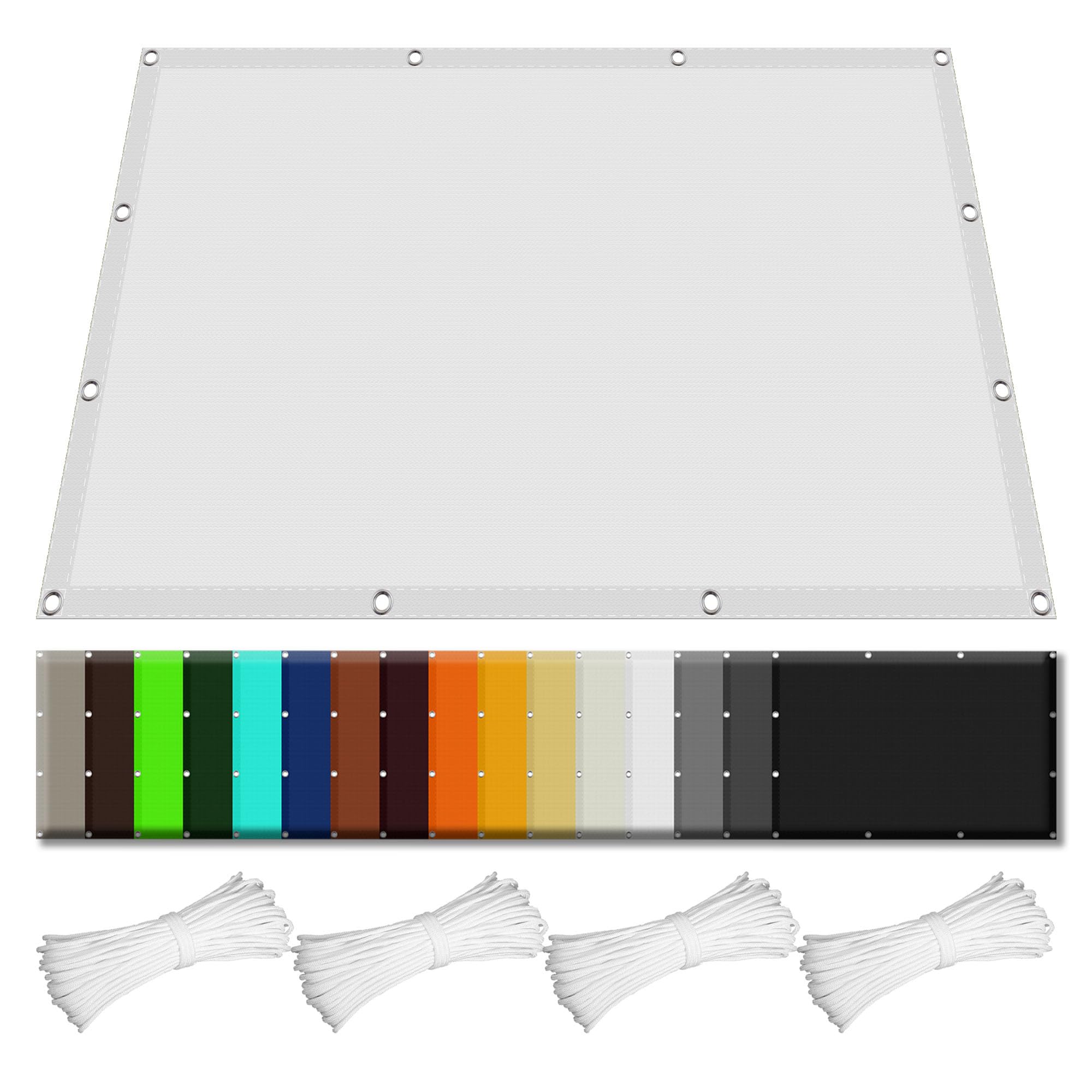 Vele Ombreggianti Rettangolari 150 x 350 cm Antivento/Protezione UV Rettangolo Telo Ombra con Fune Tenda a Vela per Terrazzo Balconi Giardino e Outdoor, Bianco
