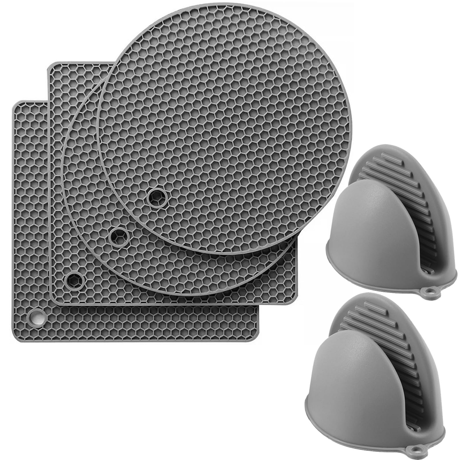 Maniques pour cuisine isolantes en silicone gris pour éviter les brûlures de four
