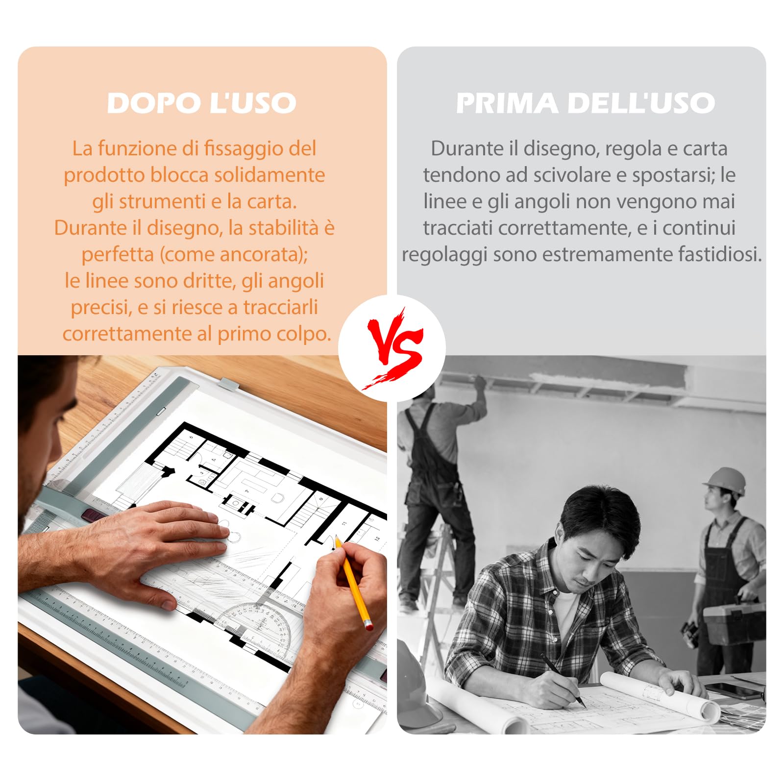 Tavola da disegno A3, Tavola da disegno professionale DIN A3, Tavolo da disegno con righello scorrevole, squadra da disegno e righello squadra a T, per ingegneri, designer, studenti per lavoro preciso