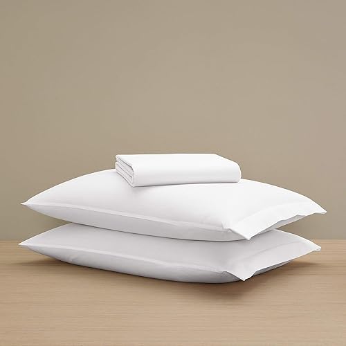 Miniatura 1 de H by Frette - Juego de sábanas de percal (doble de 2 camas), color blanco y blanco