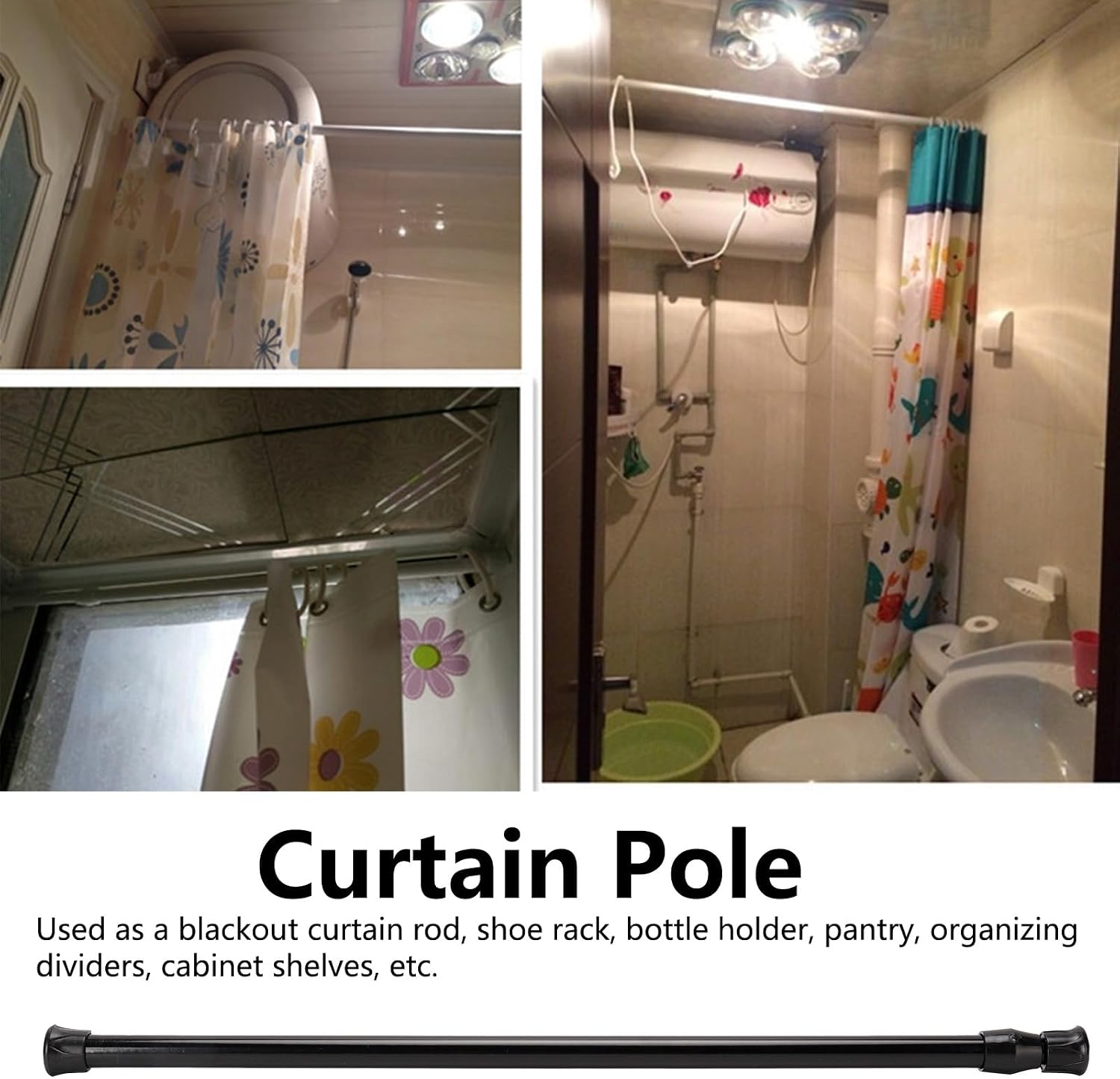 Milltrip Telescopic Tension Curtain Rod, Adjustable Curtain Rail/Pole