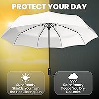 Vista 44 de Rain-Mate Paraguas compactos resistentes al viento para la lluvia, diseño de costilla de fibra de vidrio reforzada fuerte y apertura y cierre 1.Negro