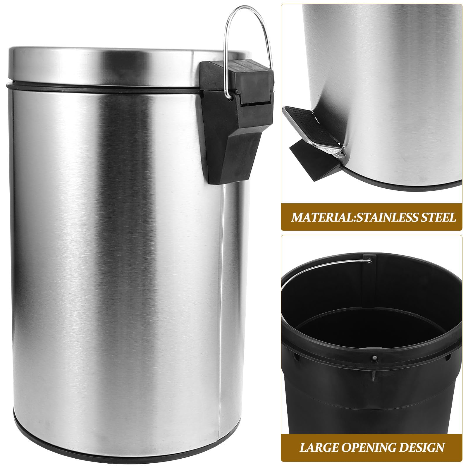 7l Edelstahl Mülleimer mit Deckel und Tretmechanismus Großer Küchenmülleimer mit Wiederverwendbarem Design Vielseitiger Abfalleimer für Küche und Büro