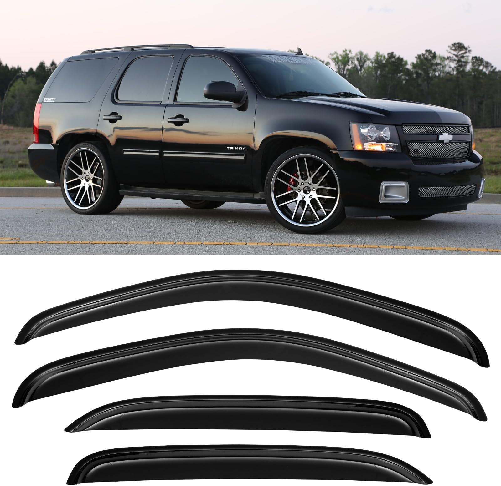 Window Rain Guards Vent Visors Shades for 2007 2008 2009 2010 2011 2012 2013 2014 Chevy Tahoe/GMC Yukon, Window Wind Deflectors Shield for 07-14 Tahoe/Yukon