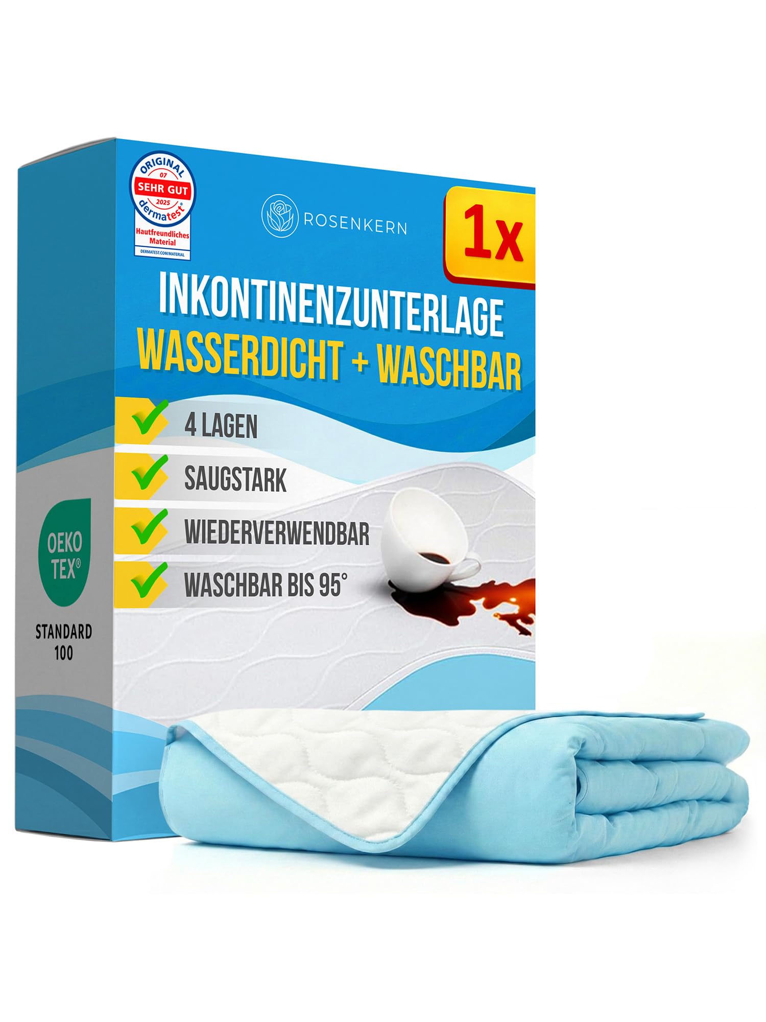 Betteinlagen Inkontinenz Waschbar 70x90 - [Ökotex Zertifiziert] - Bettschutz Unterlage Wasserdicht - [Saugfähig & Wiederverwendbar] - Bettnässer Nässeschutz für Kinder