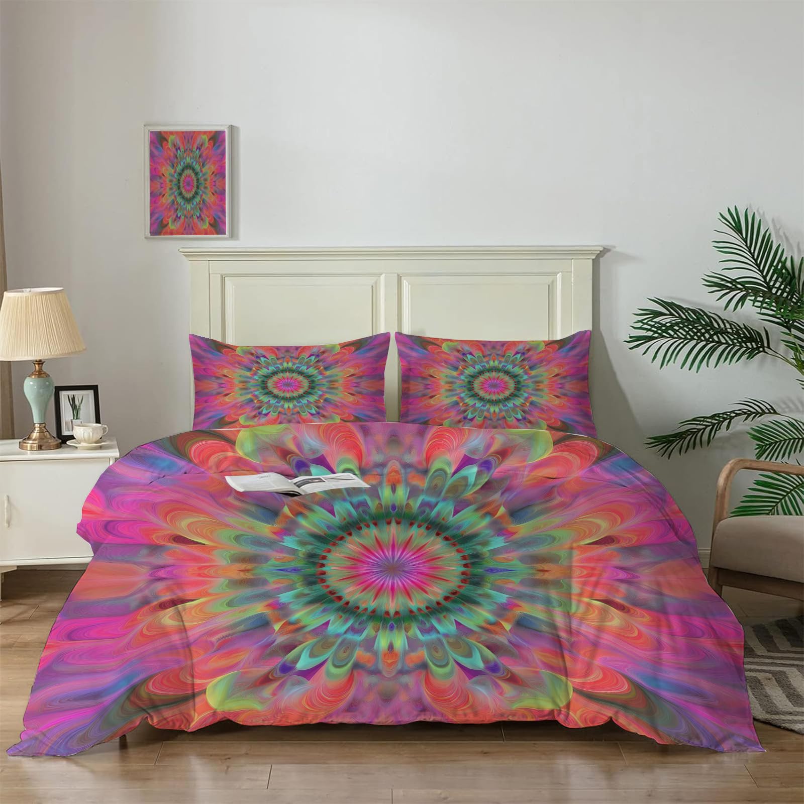 Parure housse de couette 140x200 art moderne rétro multicolore