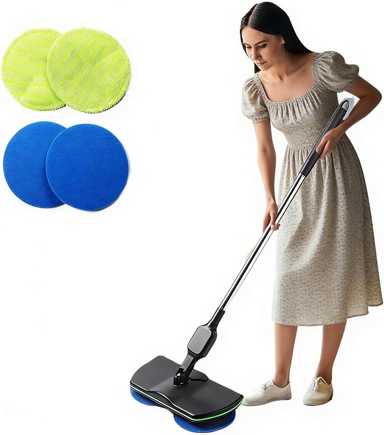 Rechargeable Cordless Steam Mop Cleaner,Floor Cleaner Machine with 2 Microfiber and 2 Polisher Pads,Multi-Function Scrubbing for Efficient Floor Cleaning