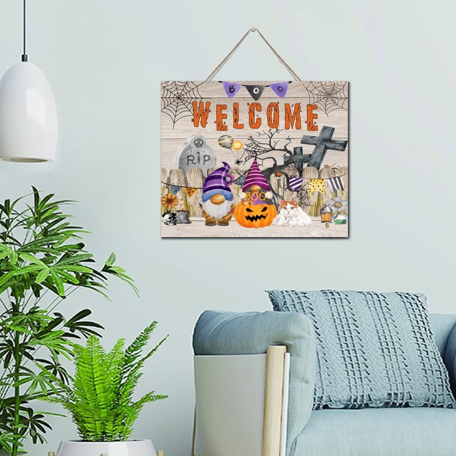 Plaque amusante en bois Halloween pour réchauffer votre foyer