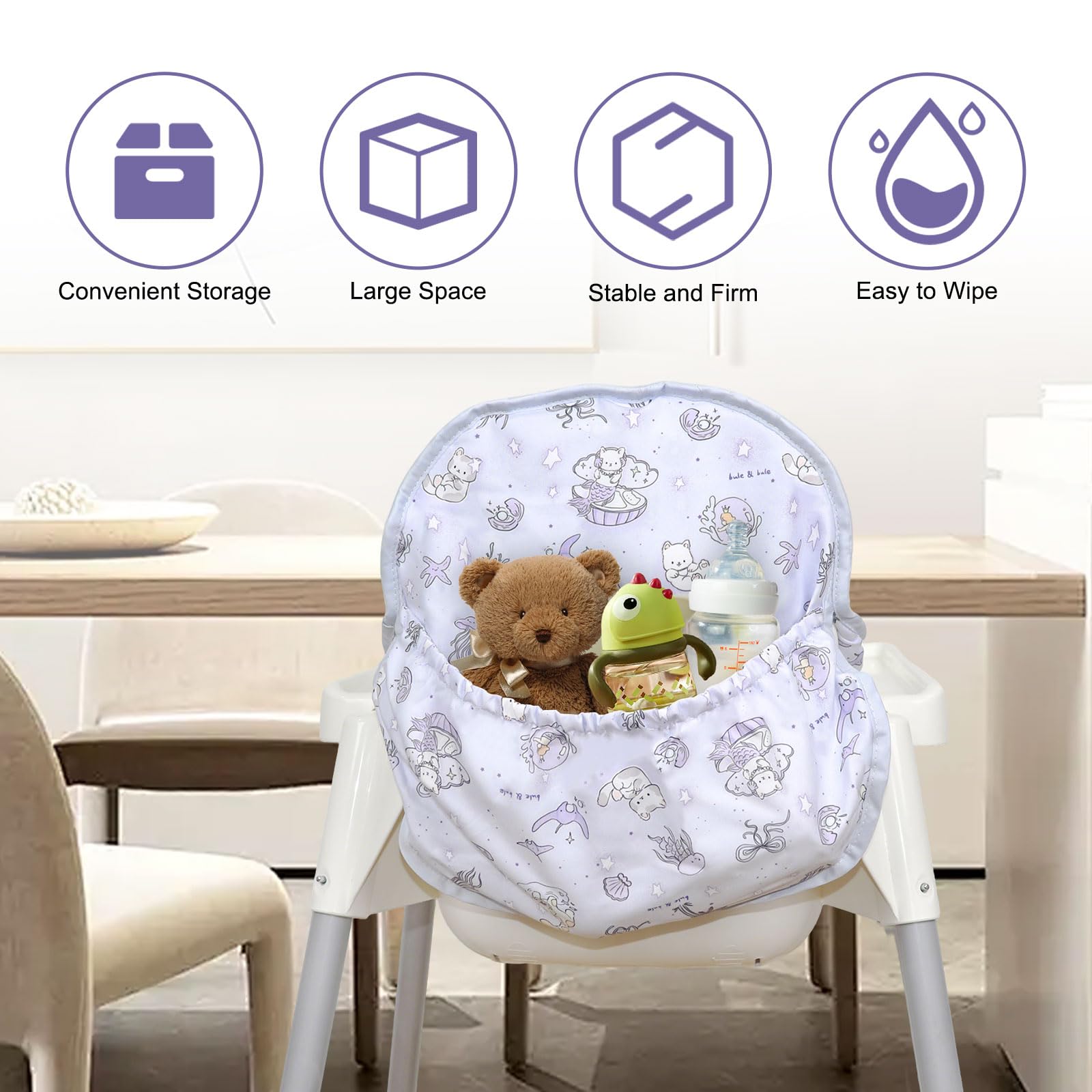 Lomgwumy for IKEA High Chair Cushion for Antilop Cushion With Chair Bag, for IKEA Antilop Highchair Cotton Non-Slip, Soft - Image 4