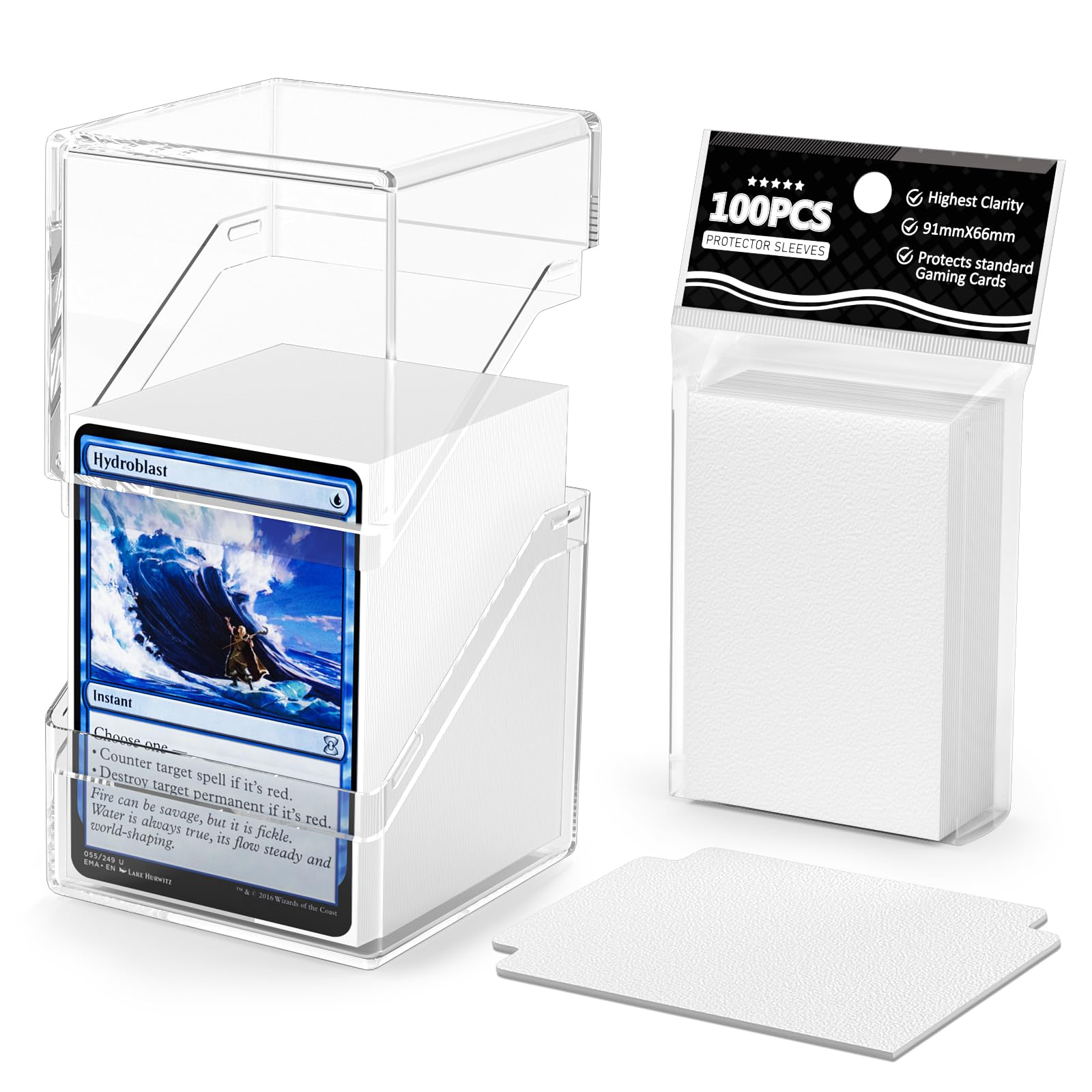 best mtg card cases Amazon.com: YSCare Card Deck Case, Clear Deck Box with 100 Pack Card Sleeves  and Divider, Standard Size Commander Deck Storage Box Perfect Fit for MTG,  Sport, Trading Cards (White) : Toys &
