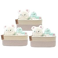 Vista 42 de COMFY-HOMI Paquete de 3 cestas tejidas de cuerda de algodón con asas para estantes, juguetes, libros, cesta de almacenamiento de ropa