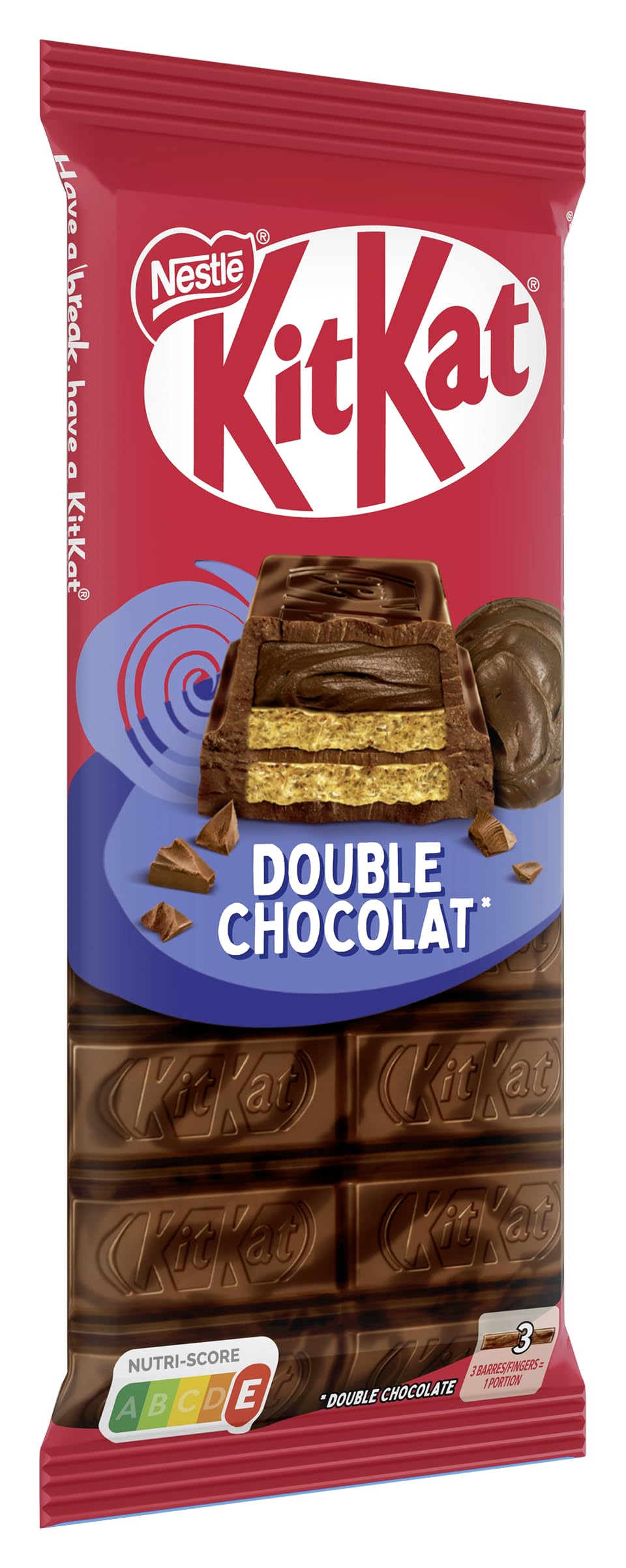 Nestlé KITKAT Tafel Double Chocolate, knusprige Waffel mit cremiger Schokoladen Füllung und überzogen mit marmorierter Schokolade, 1er Pack (1 x 99g)