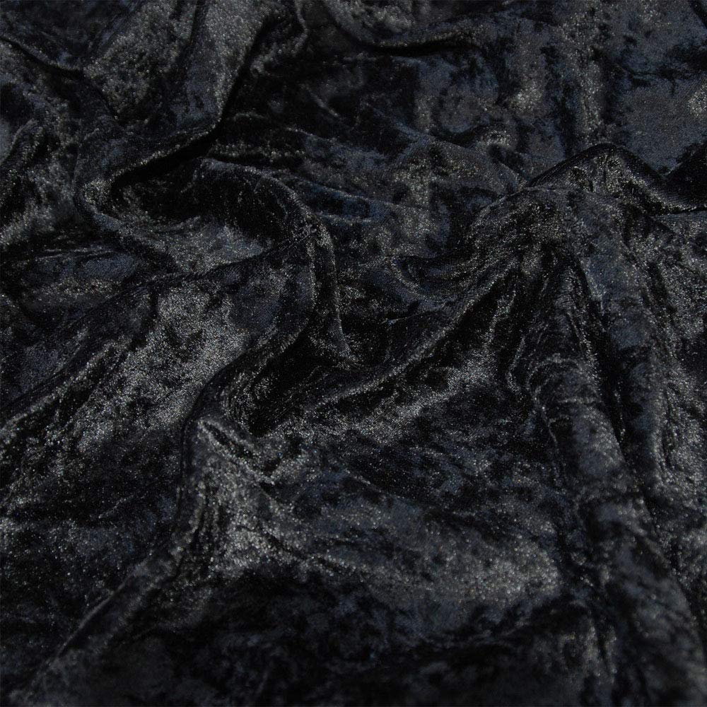 Discount Fabrics Ltd Black Premium Crushed Velvet Stretch Velour Fabric 150Cm 59" Wide For Upholstery Dress Craft Drape Curtain Bed Headboard Material By The Meter By (Black)