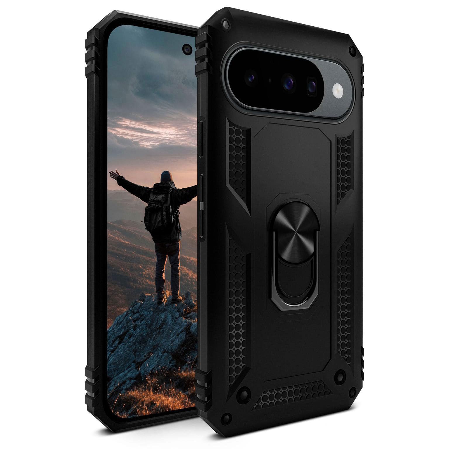 Coque Google Pixel 10 hybride TPU antichoc noire mate avec support ONEFLOW - 8