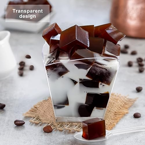 Miniatura 4 de Aodaer Paquete de 120 tazas cuadradas de postre de 34 onzas con 120 cucharas de degustación tazas de aperitivo de parfait para degustación de