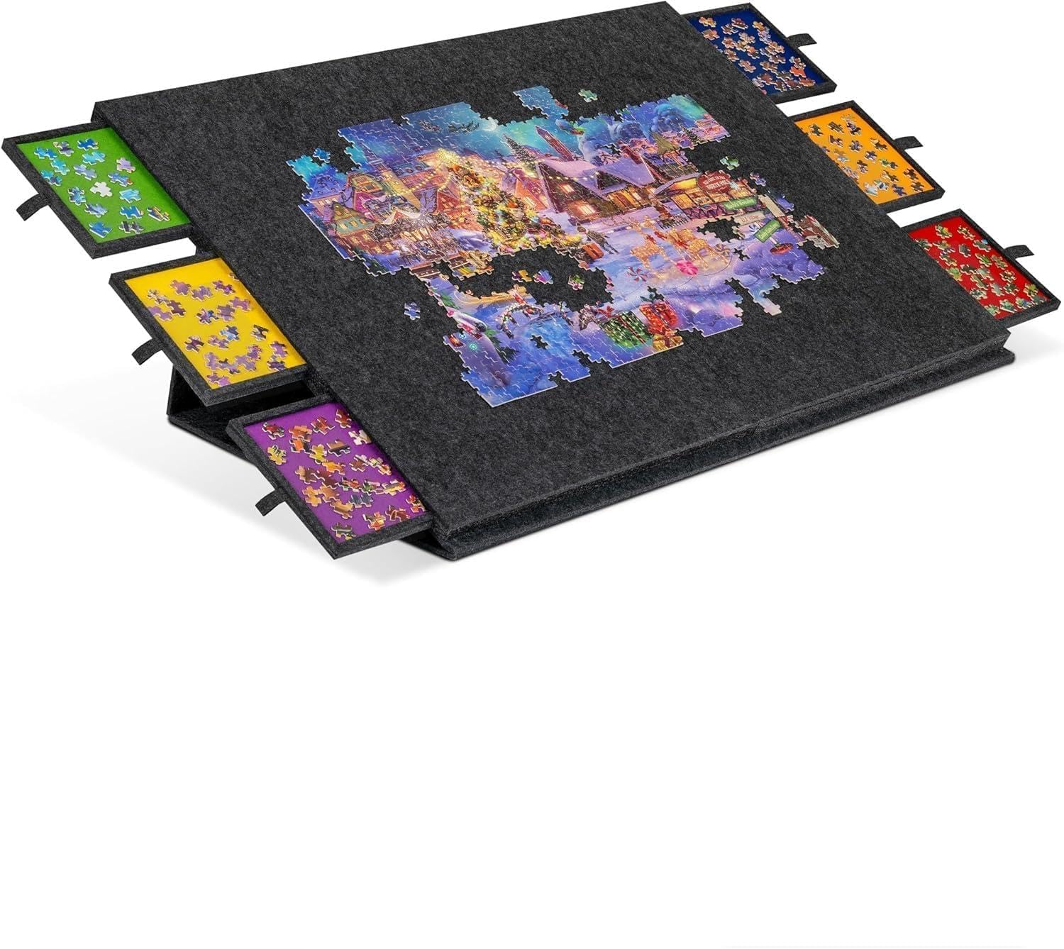Mesa Puzzle 2000 Piezas Inclinable 6 Cajones, Tablero Plegable de Fieltro