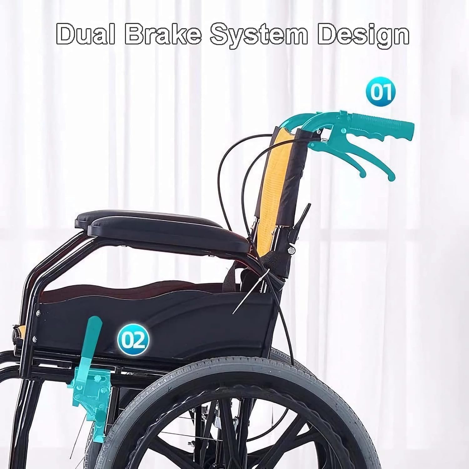 Silla de Ruedas de Transporte Ligera Plegable con Reposapies Basculante Y Asiento Respabatible Silla de Ruedas/D