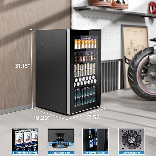 Miniatura 6 de Kndko Refrigerador de bebidas  Mini refrigerador para 130 latas con estantes ajustables, puerta de cristal, control digital de temperatura,