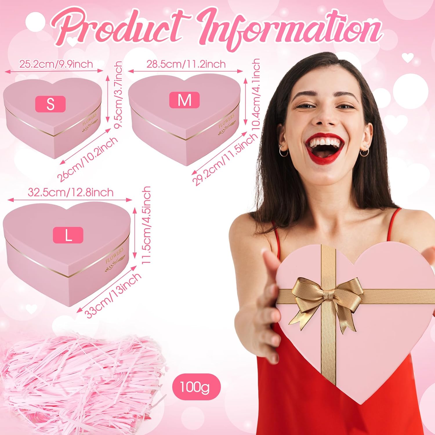 Set di 3 scatole a forma di cuore (piccola, media, grande) – Scatole regalo rosse vuote per