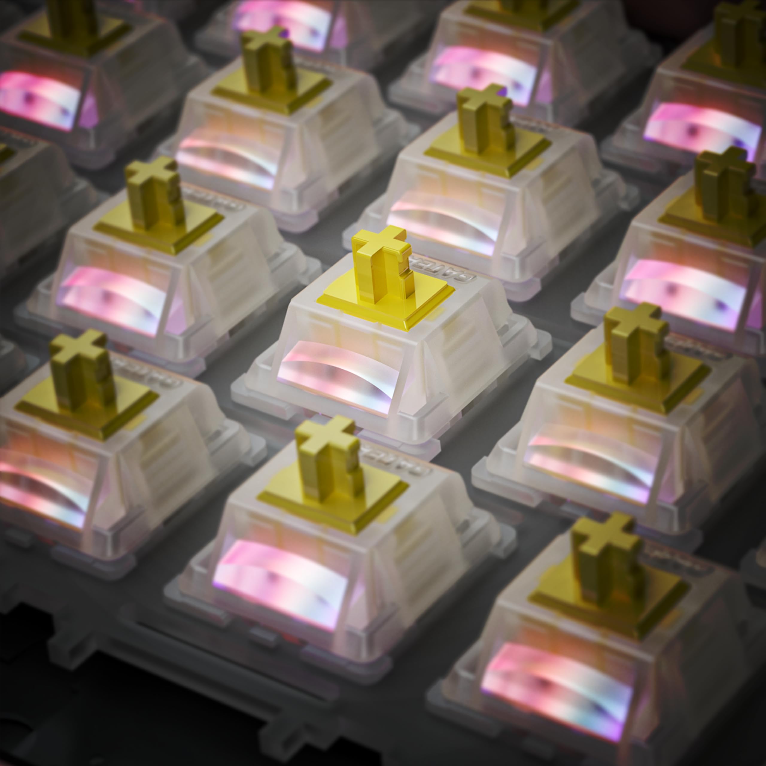 GATERON Milky Yellow Pro V3 przełączniki klawiaturowe, wstępnie nasmarowane, liniowe, 5-pinowe, do wszystkich klawiatur mechanicznych MX (90 szt.)