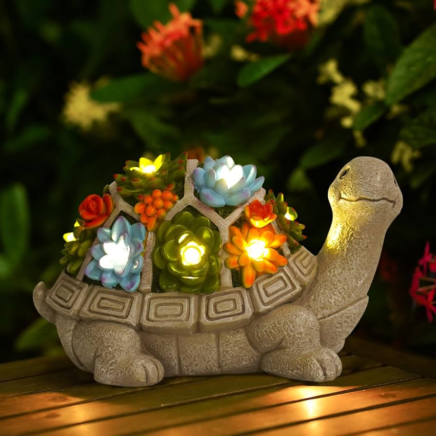 Amazon.co.jp: Yeomoo ソーラータートル LEDライト付き 置物