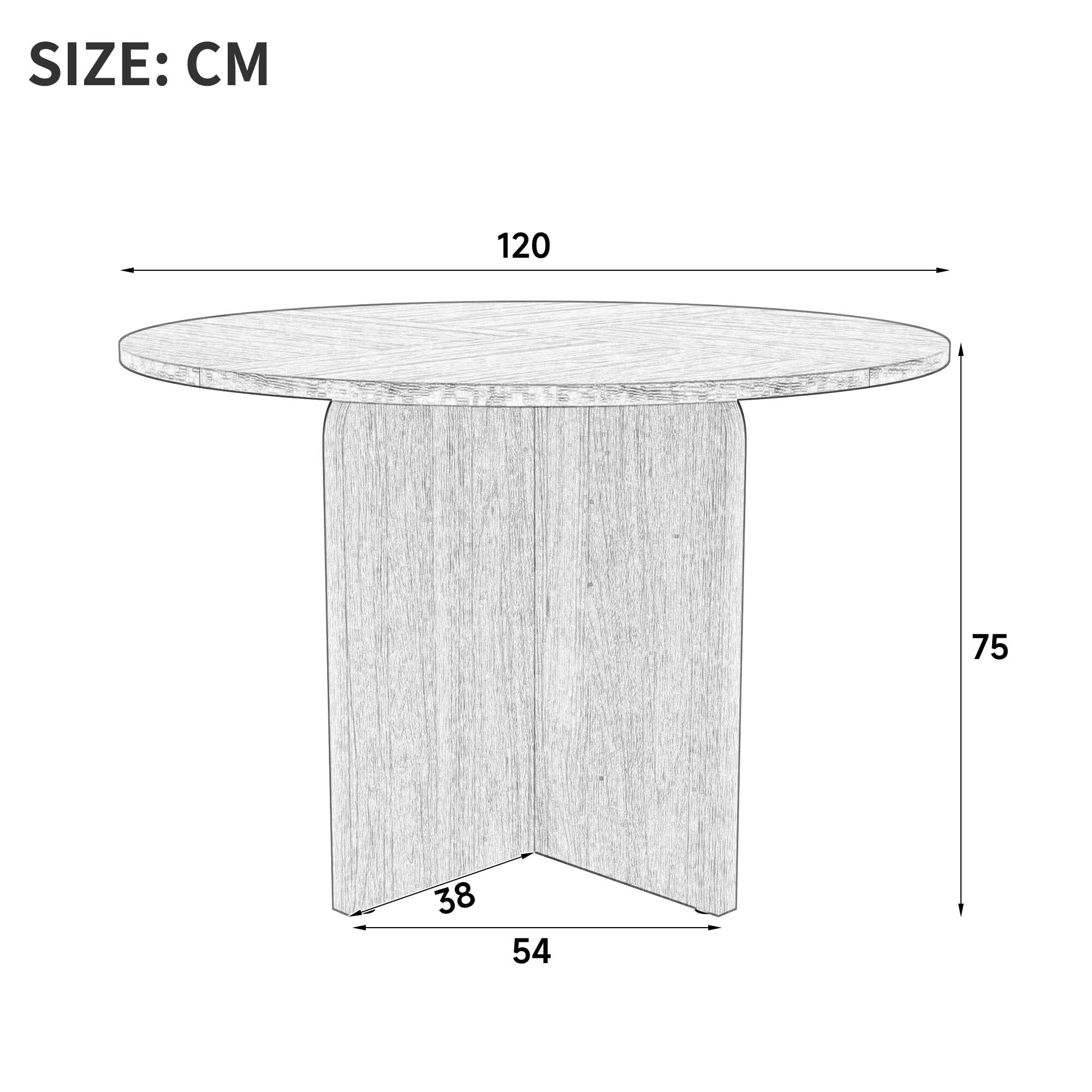 Merax Tavolo da pranzo rotondo Ø 120 cm per 4-6 persone, tavolo da cucina in MDF, tavolo da pranzo in stile scandinavo, tavolo da cucina classico con venature del legno
