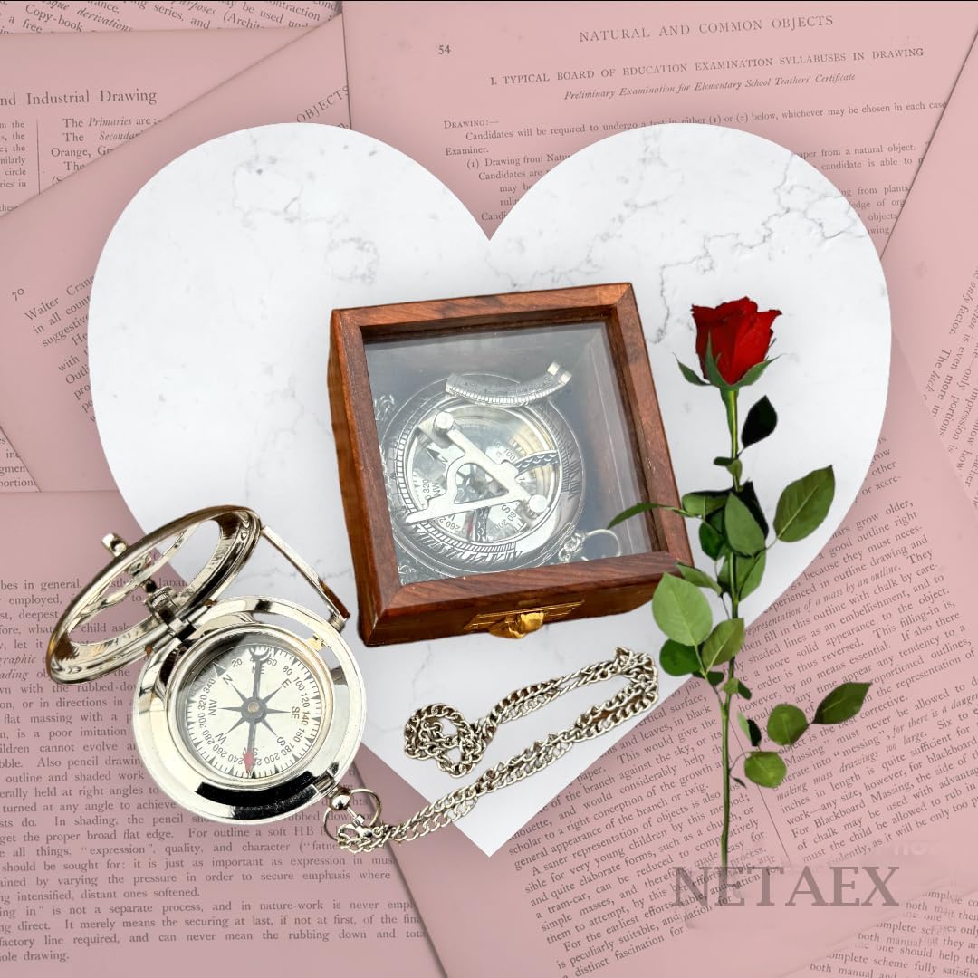 Personalized Compass, Engraved Compass, Wedding Gift, Groomsmen Gift, Wedding Keepsake, Christmas, Baptism, Graduation, Boy Scouts, Sundial, Nautical, Anniversary, Fathers Day (Silver Finish)