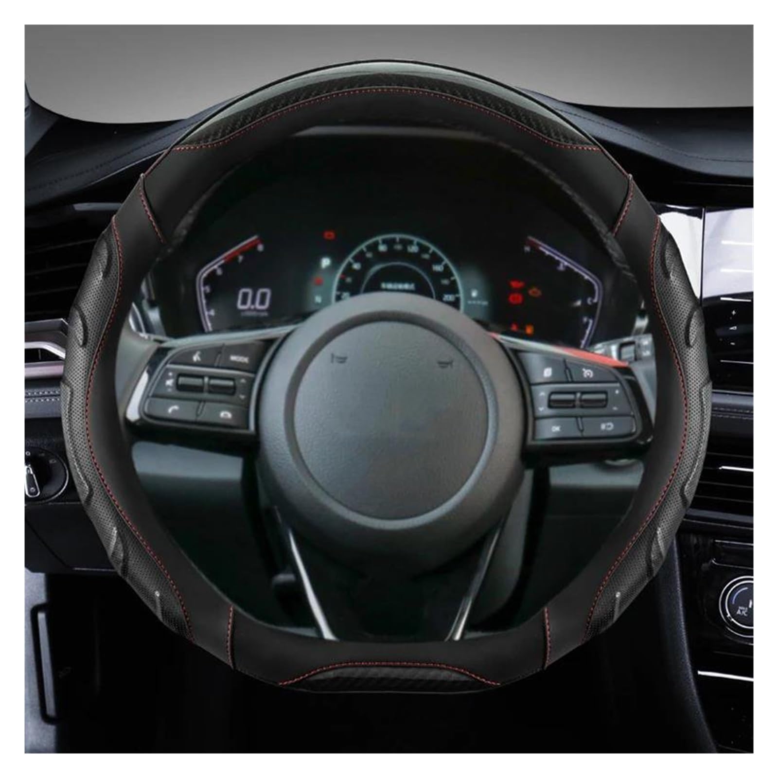 Skórzany pokrowiec na kierownicę w kształcie litery D do Kia KX5, Sportage 4 i MK4 (2017-2022), czerwony. Akcesoria wewnętrzne Auto.