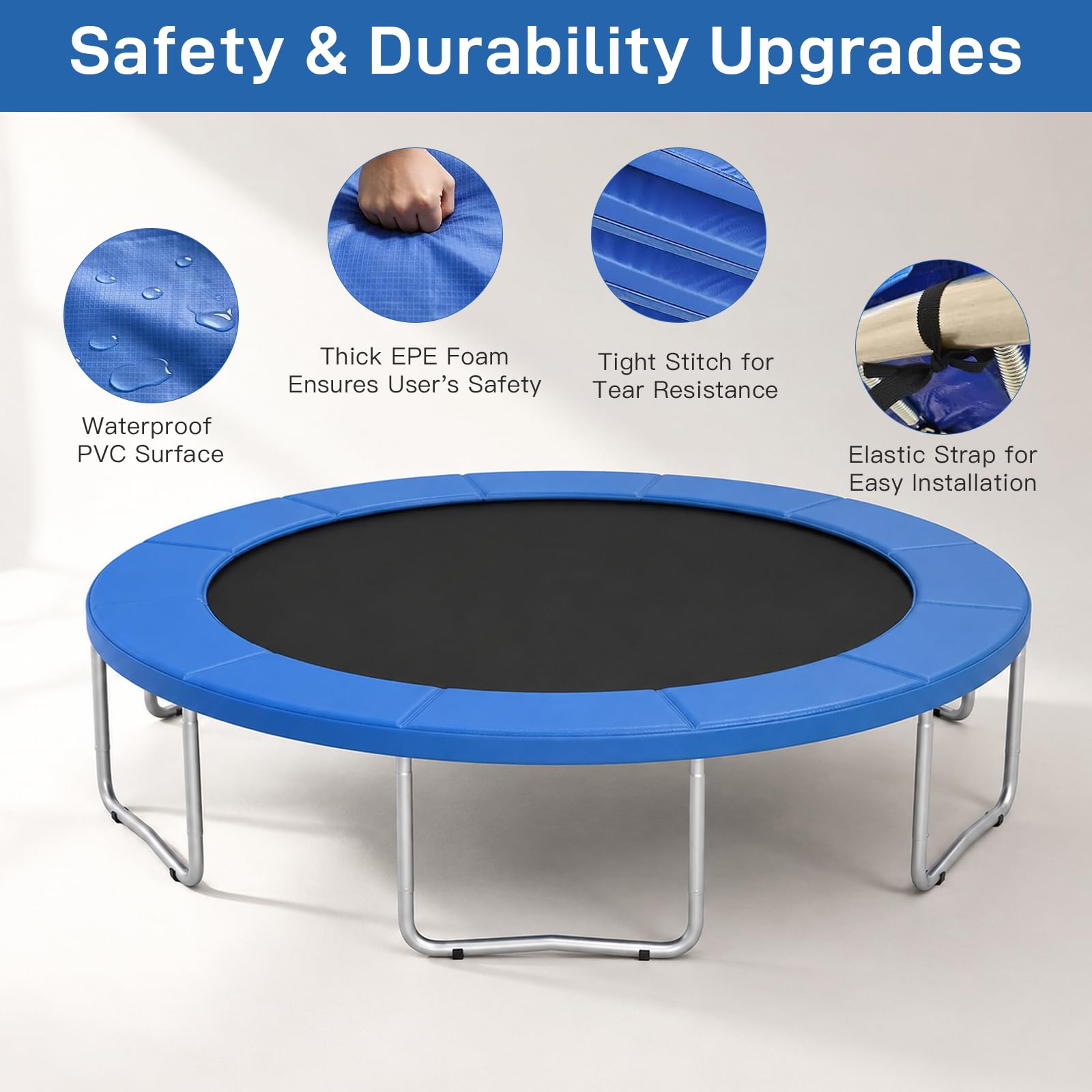 Osłona krawędzi trampoliny, bardzo gruba osłona trampoliny, odporna na promieniowanie UV, odporna na rozerwanie, do trampoliny fitness