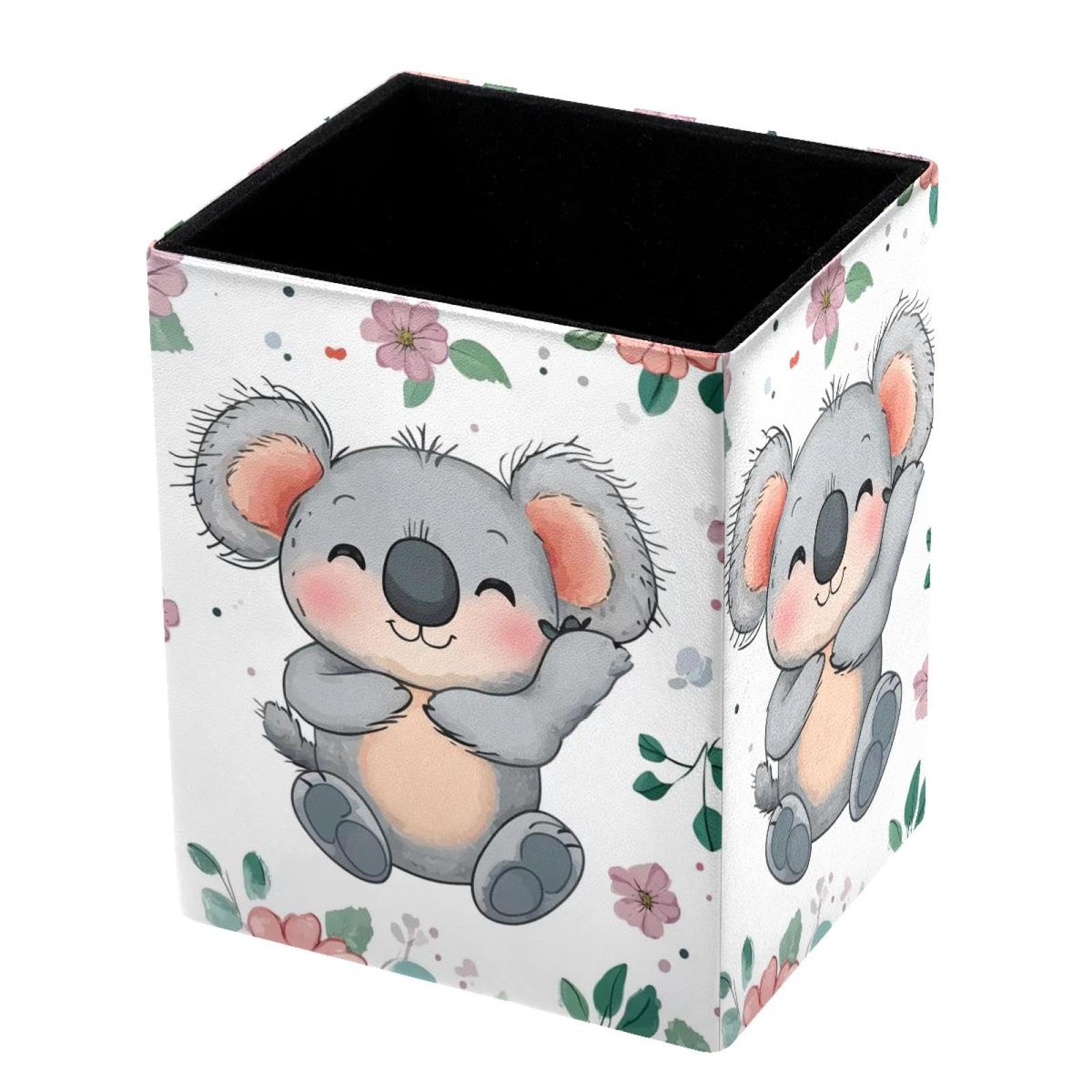 VAPOKF Pencil Holders for Desk, Cute Koala Printed Pen Holders Pen Pot Makeup Brushes Storage Desktop Stationery Supplies Organiser for Home Office