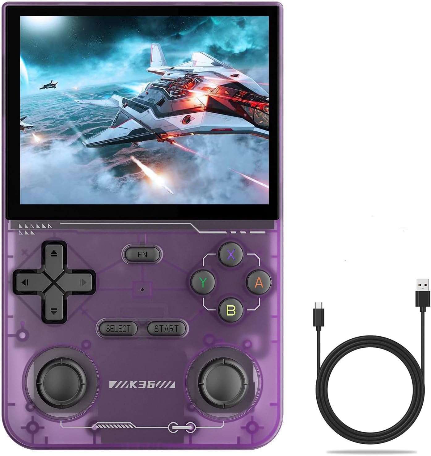 K36-Consola de juegos portátil retro con pantalla IPS de 64G de 3.5 pulgadas incorporada, más de 15000 juegos clásicos, sistema Linux, reproductor de video portátil de bolsillo con batería de 3200 mAh