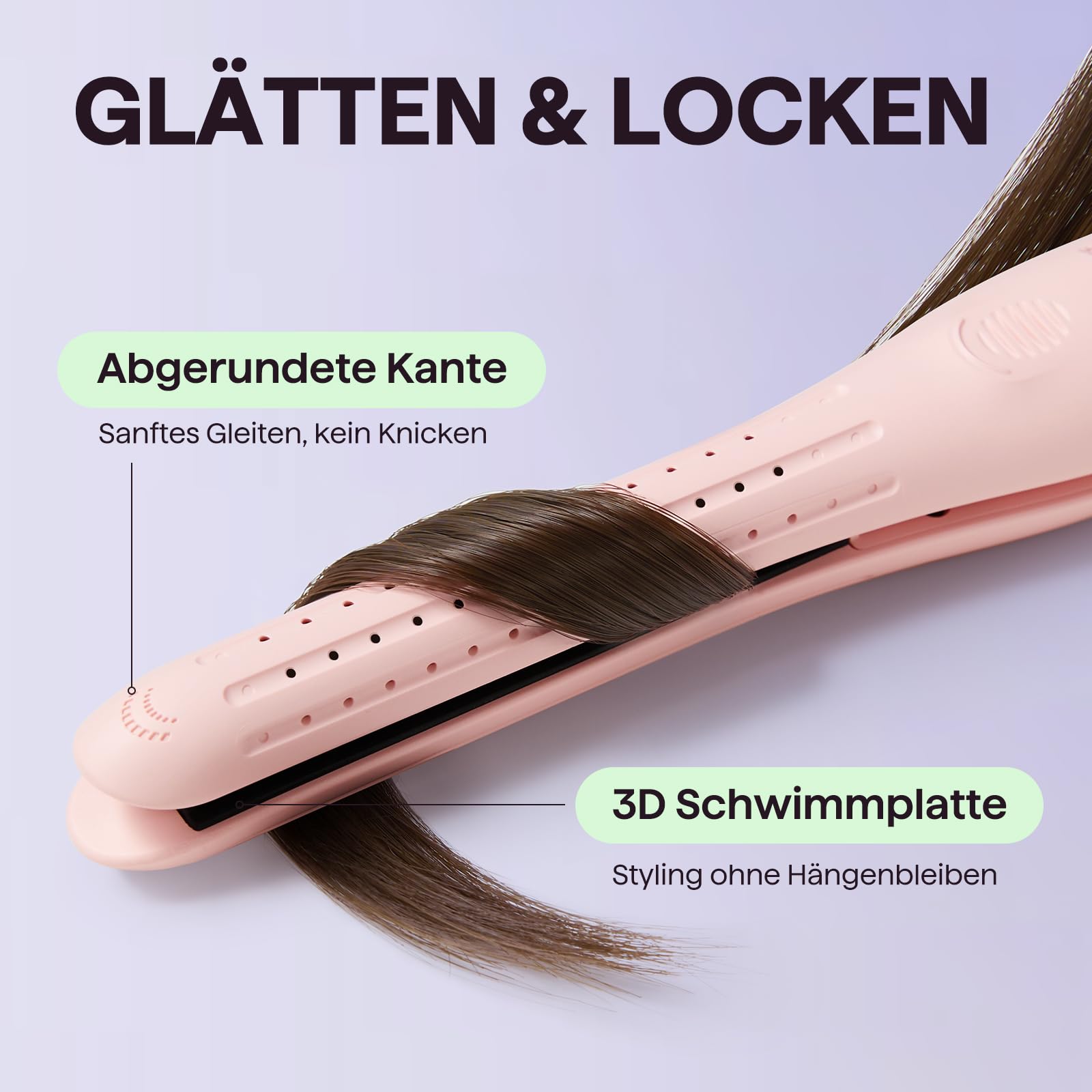 Wavytalk Cool Curl Pencil Lisseur Cheveux, Boucleur à Cheveux et Mini Lisseur Cheveux Court 3 en 1 avec air froid 360°, pour frange, racines et boucles