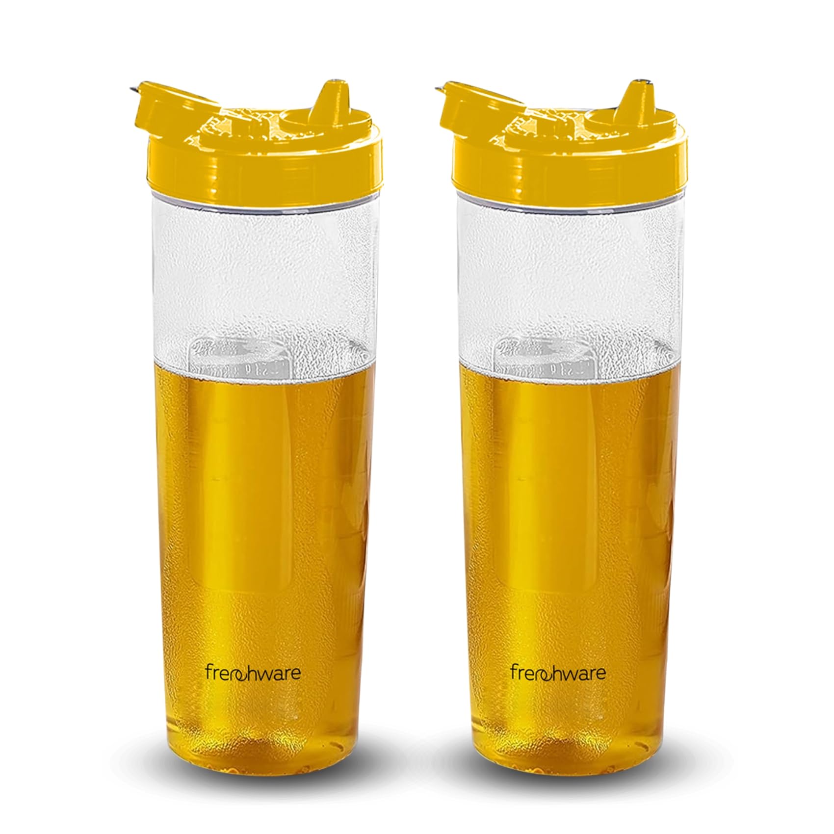 Frenchware Oil Dispenser (Pack of 2, 1 Litre Each) 100% Food-Grade, BPA-Free Plastic, Ideal for Storing & Pouring Liquids, Cooking Oils, Refined Oils, Olive Oil, Vinegar, Soy Sauce (Yellow)