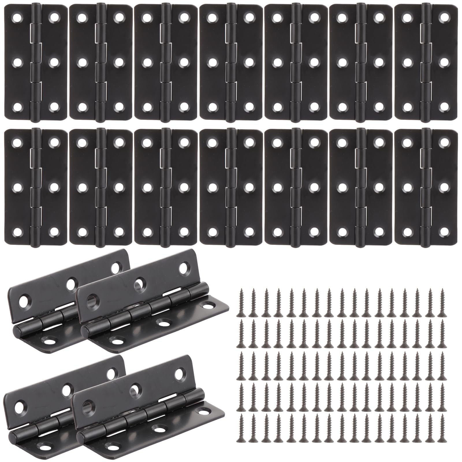 GBACHOOSE 20 Pcs Door Hinges, 3 Inch (76mm) Matt Black Door Hing, Cupboard Door Hinges with 12 pcs Screws for Windows, Boxes, Cabinets