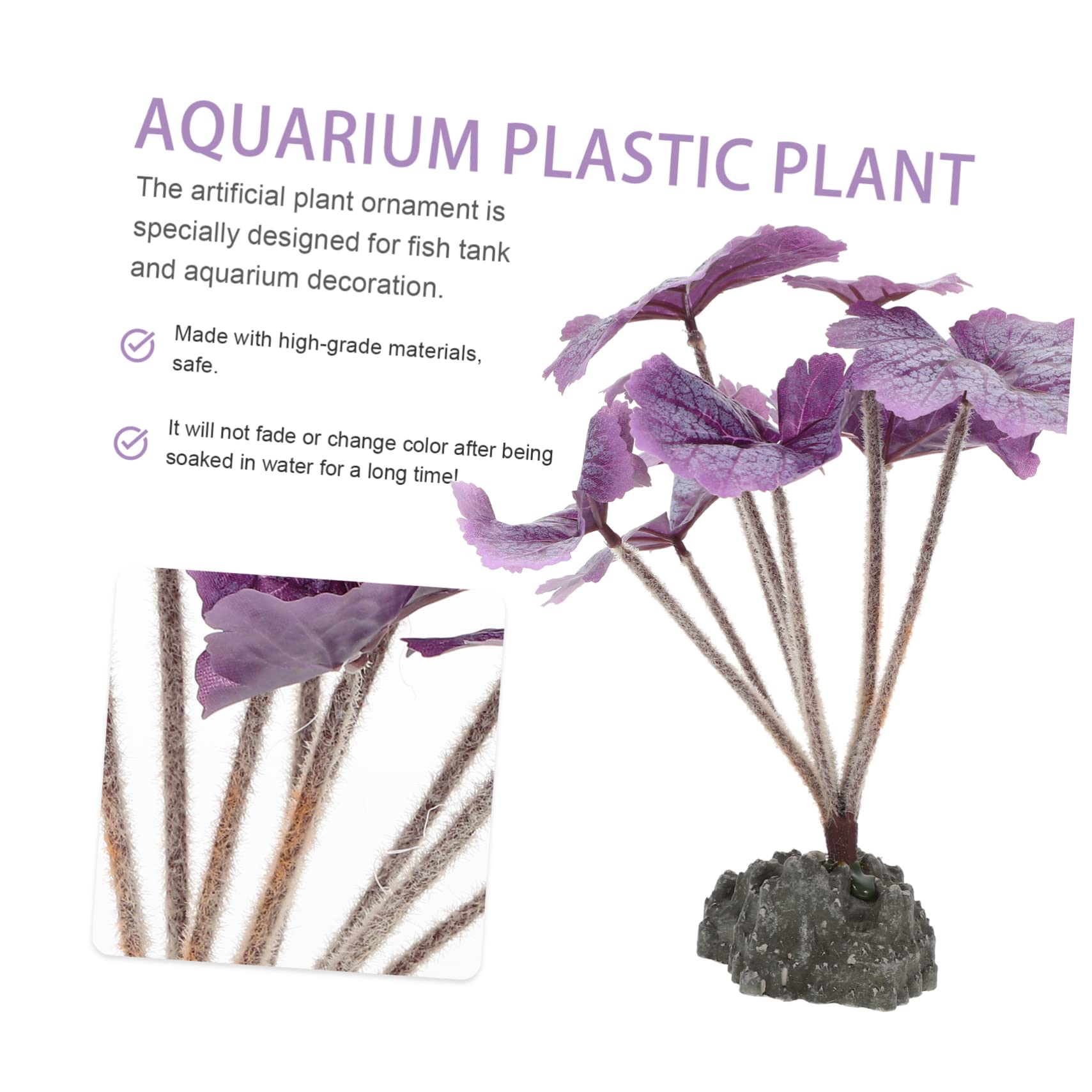 YARNOW 3 Pezzi acquario paesaggistico piante acquatiche piante d'acquario viola finta sott'acqua impianti pianta artificiale da plastica Viola,porpora