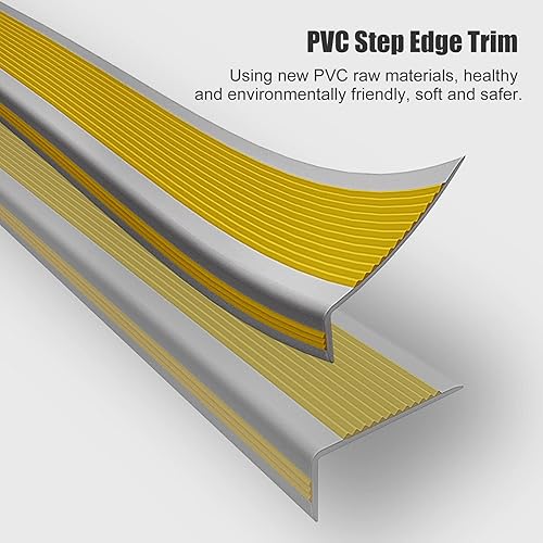 Miniatura 4 de JYHHCYS Self-Stick - Tiras protectoras de borde para escalones comerciales, tiras de borde de esquina de goma de PVC antideslizante, almohadillas de