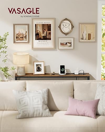 Miniatura 2 de VASAGLE Mesa consola con toma de corriente, mesa de sofá delgada detrás del sofá, 5.9 x 39.4 x 31.5 pulgadas, 1 gancho, fácil montaje, para entrada,