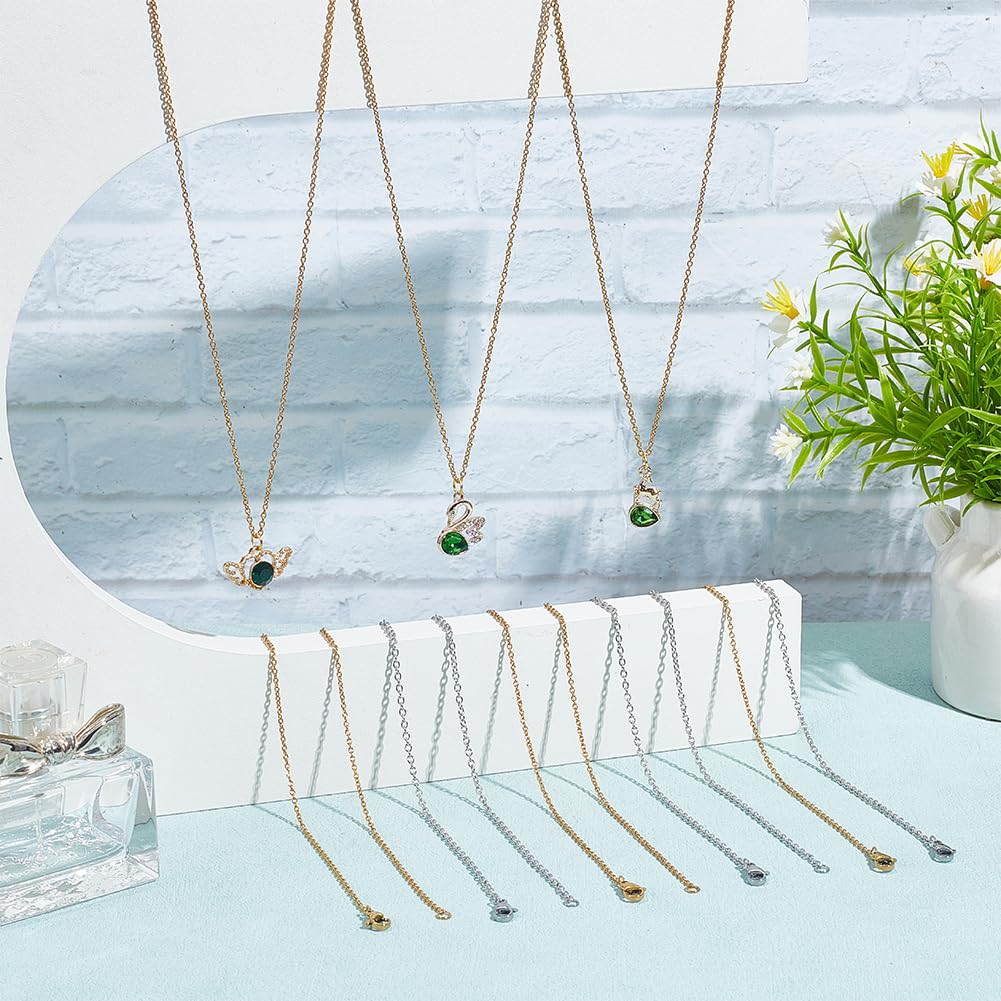 20 Chaînes Acier Inoxydable NBEADS - 50cm, Doré, Fermoir Mousqueton, Pour Bijoux DIY