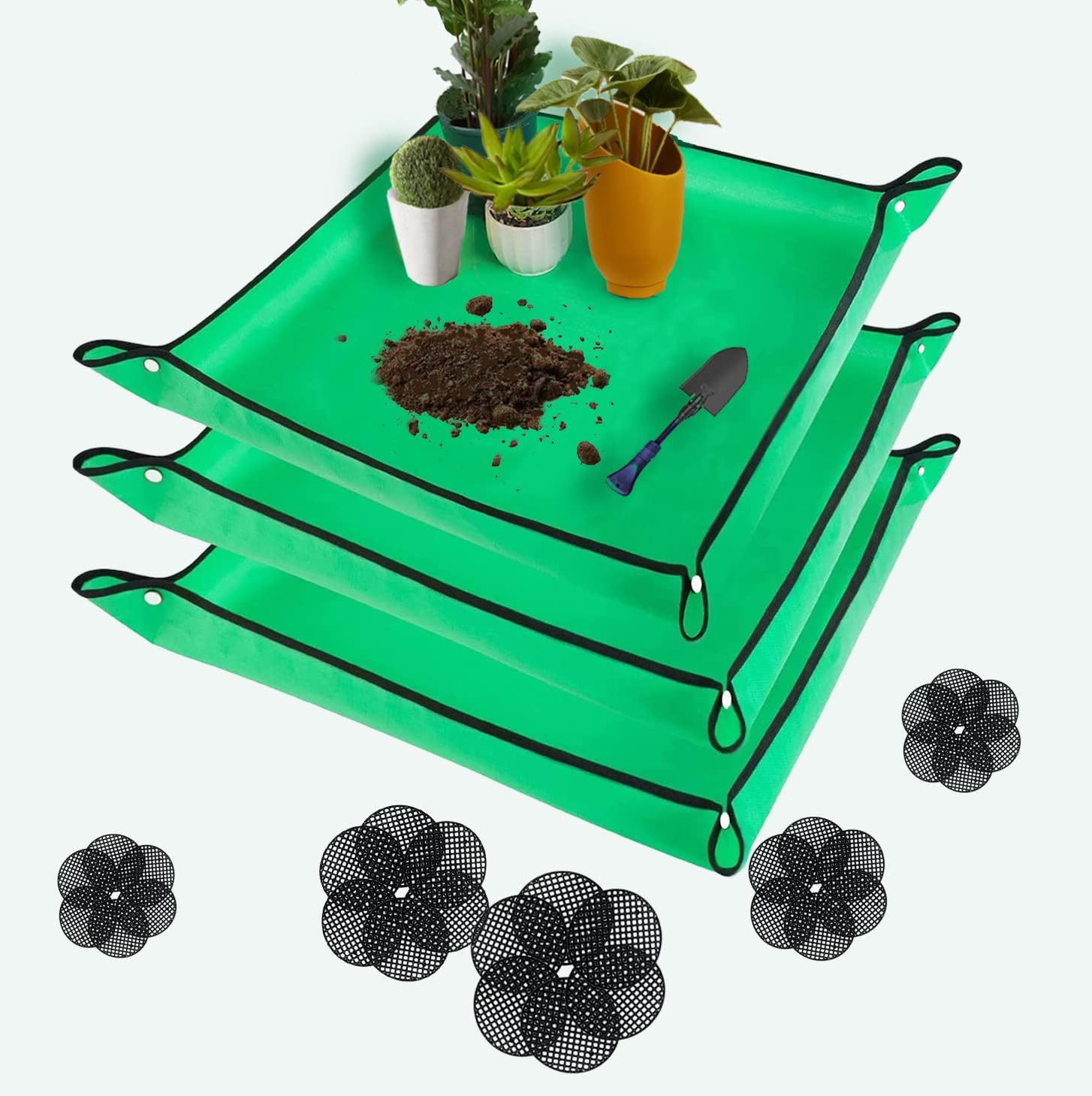 3 PC 40" x 40" Repotting Potting Plant Mat for Indoor + 30