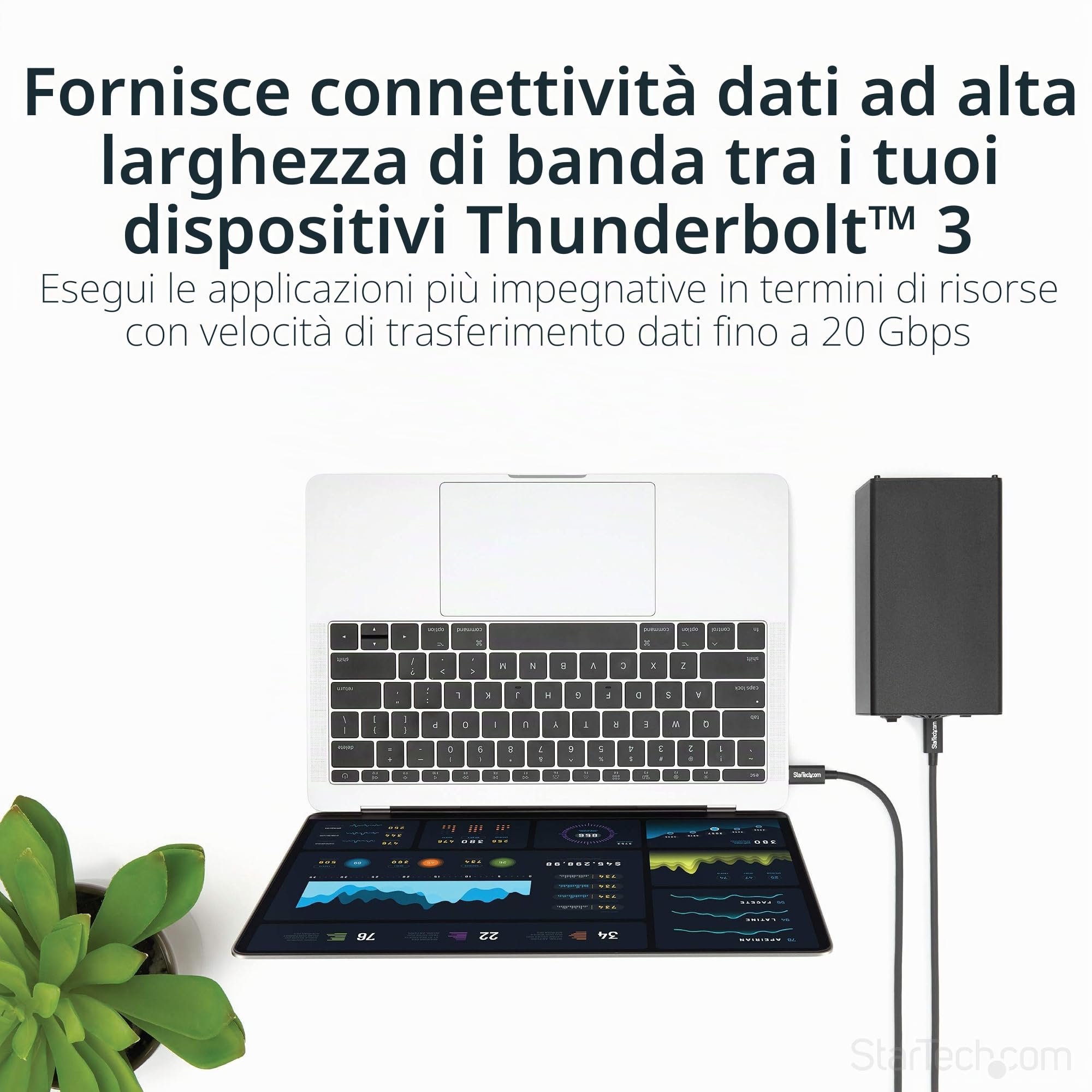 StarTech.com Cavo Thunderbolt 3 Passivo da 2m, 20Gbps, 100W PD, 4K, Certificato Thunderbolt, Compatibile con USB4/DP Alt Mode, Thunderbolt4, USB 3.2/Type-C (TBLT3MM2M) | Supporta Thunderbolt 4 e USB 3.2, Cavo Dati e Video ad Alte Prestazioni