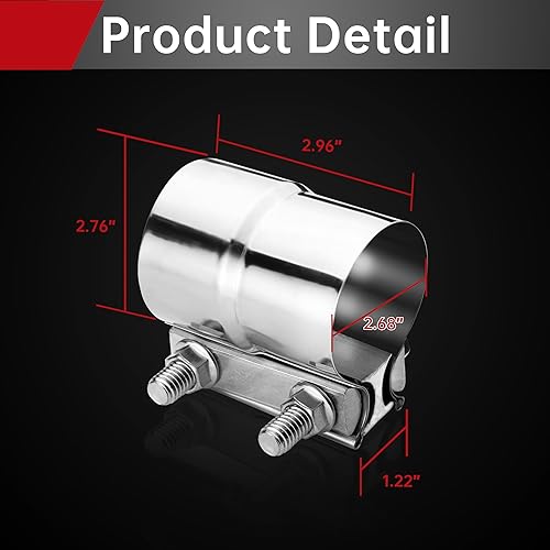 Miniatura 2 de WIVIE Abrazadera de escape de junta de regazo de 2.5 pulgadas, material de acero inoxidable 304 para tubos de escape, extremos de silenciador y