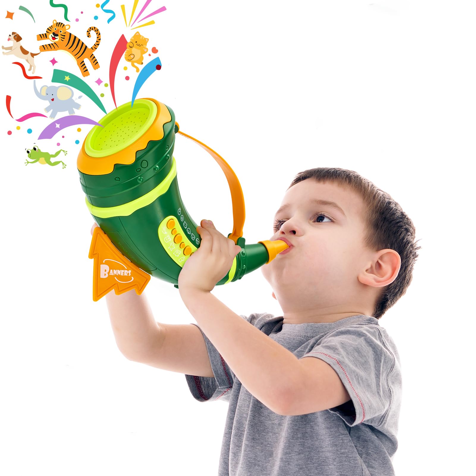 Hahaland Educational Horn Kids Toy for Ages 3+ – Animal Musical Toy with 30+ Realistic Sounds & Lung Capacity Training, Fun STEM & Outdoor Toy for 3, 4, 5, 6, 7 Year Old Boys Girls